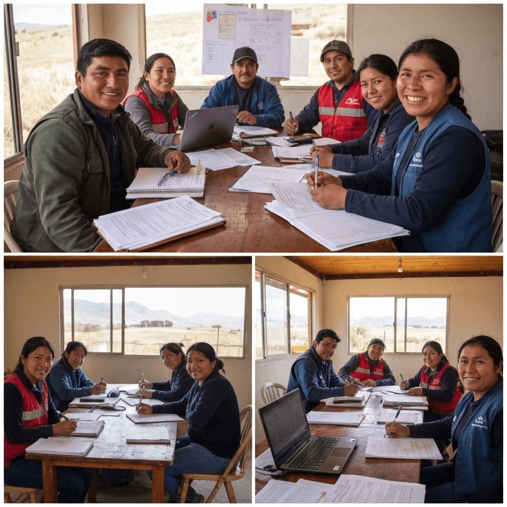 Comunidad trabajando junta en desarrollo